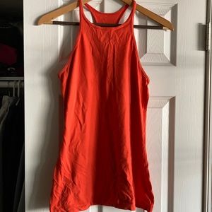 Lululemon bright orange high neck tank size 10